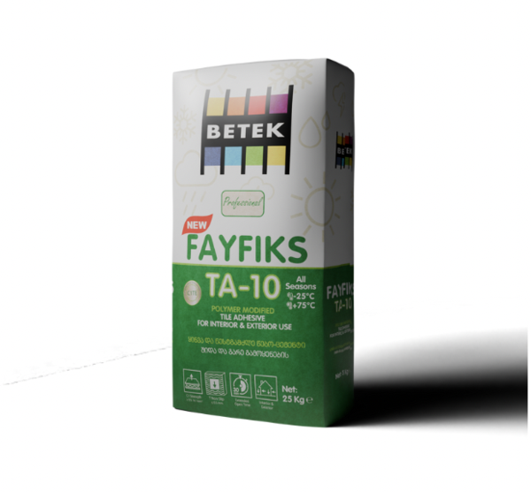 ყინვა და ნესტ გამძლე წებო - ცემენტი TA-10 25 კგ BETEK FAYFIKS ყინვა და ნესტ გამძლე წებო - ცემენტი TA-10 25 კგ BETEK FAYFIKS